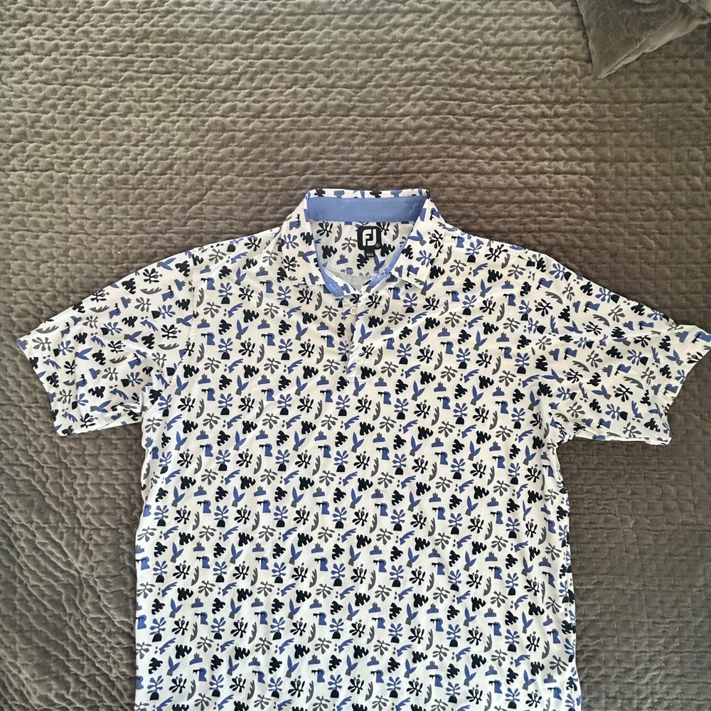 FootJoy Floral Blue and White Polo Shirt